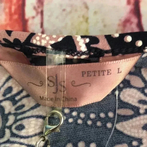 SJS petite dress size large navy with white and shades of mauve - Picture 4 of 9